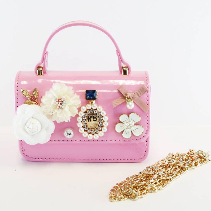 Handbags | Floral & Charms Patent Leather- Fuchsia | Doe a Dear - The Ridge Kids