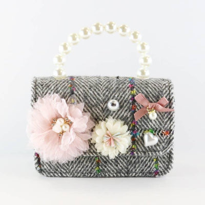 Handbags | Floral Appliques Tweed Purse | Doe a Dear - The Ridge Kids