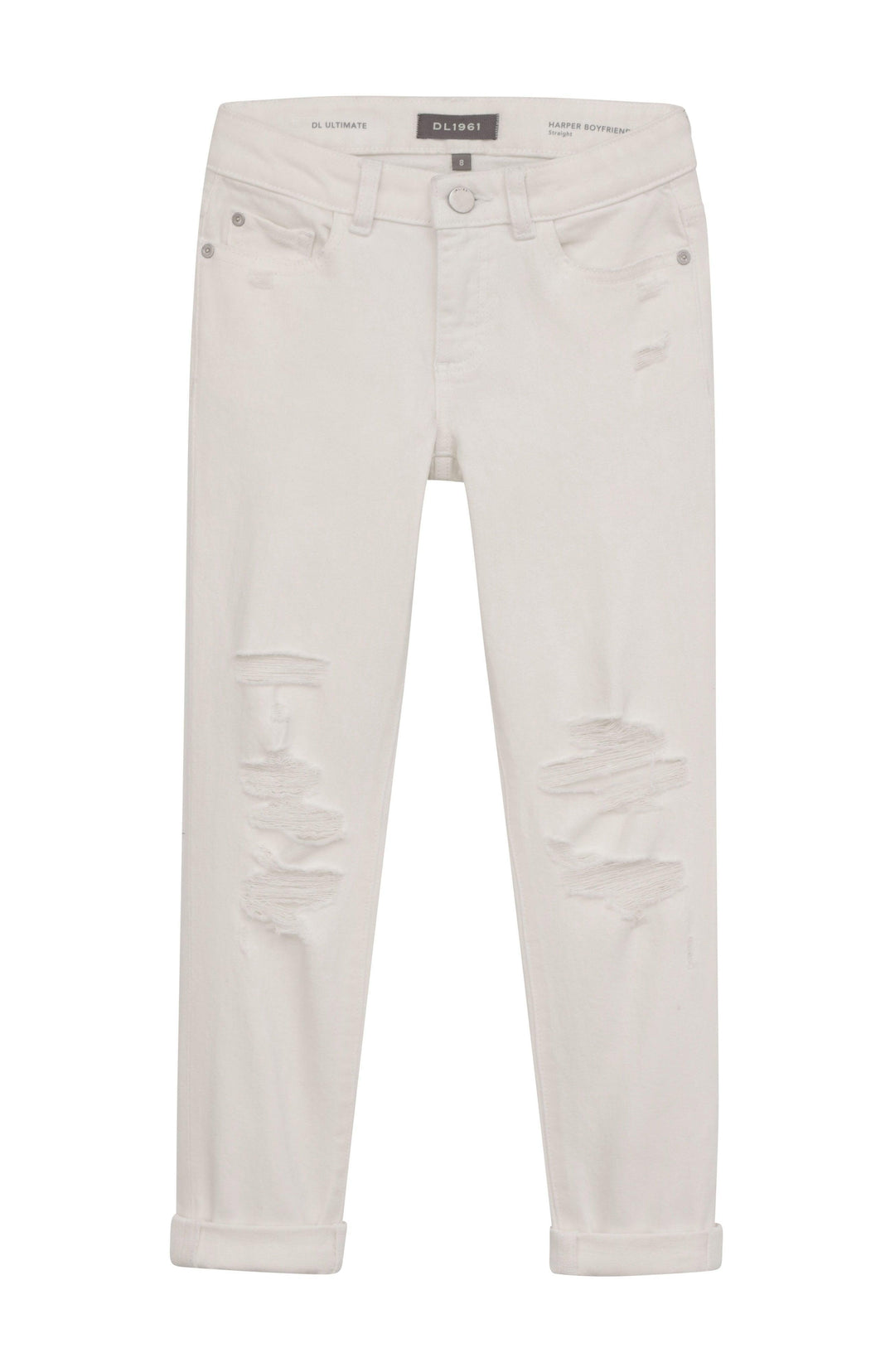 Harper Boyfriend Straight Denim Kids | White Distressed Wash | DL1961 Kids - The Ridge Kids