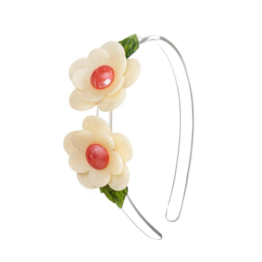 Headband | Double Camelia Flower- Pearl | Lilies and Roses NY - The Ridge Kids