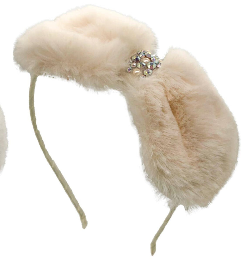 Headband | Faux Fur Bow - Creme | Bari Lynn Accessories - The Ridge Kids