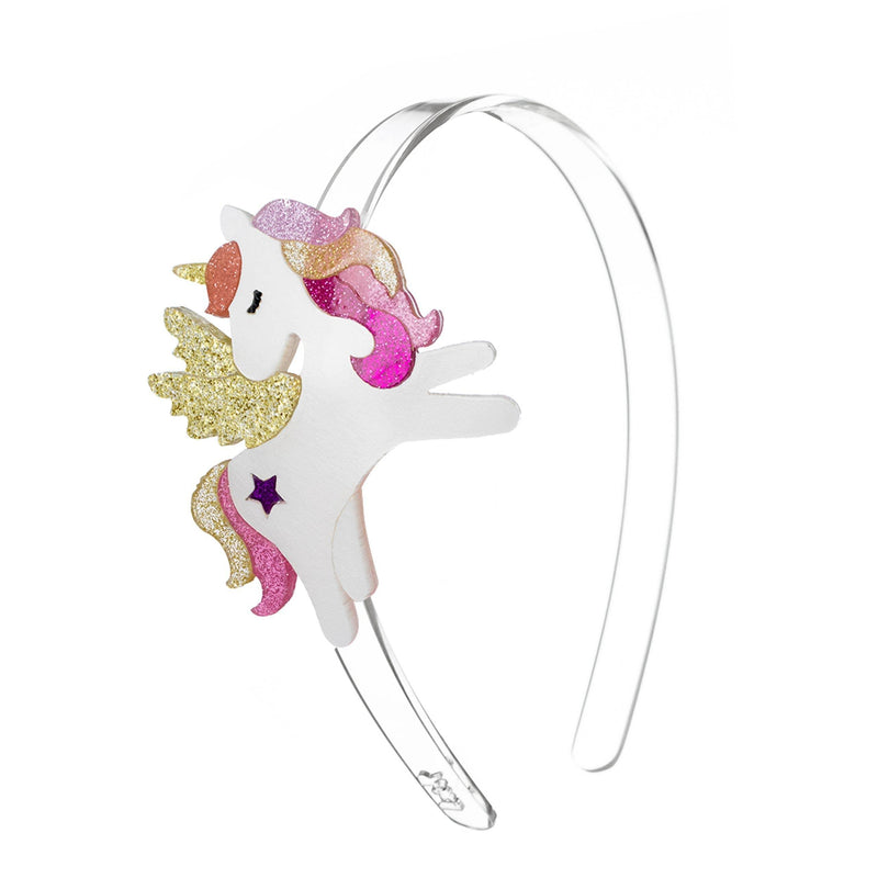 Headband | Unicorn Winged Coral Glitter | Lilies and Roses - The Ridge Kids