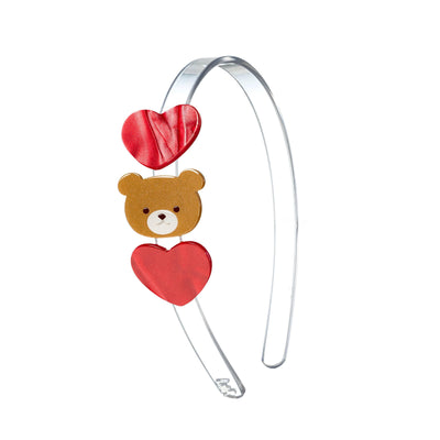 Headbands | Bear with Hearts Pearlized Red | Lilies and Roses NY - The Ridge Kids