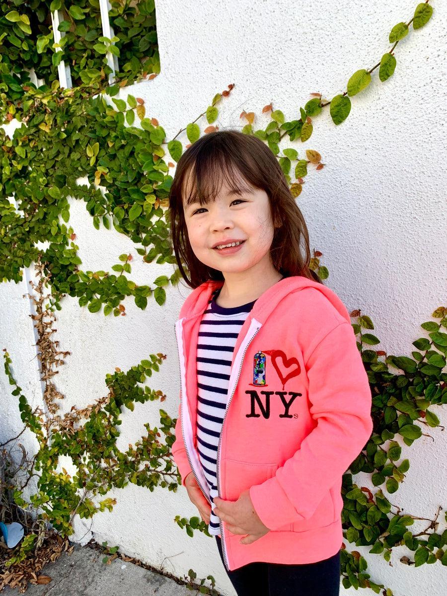 Hoodie | Neon Pink Spray Paint Heart NY | PiccoliNY - The Ridge Kids