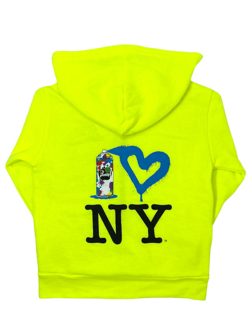 Hoodie | Neon Yellow Spray Paint Heart NY | PiccoliNY - The Ridge Kids