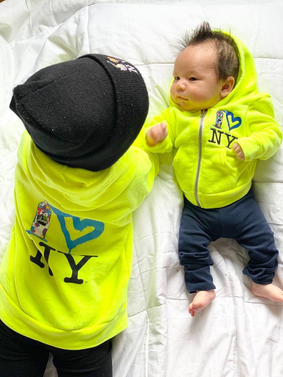 Hoodie | Neon Yellow Spray Paint Heart NY | PiccoliNY - The Ridge Kids