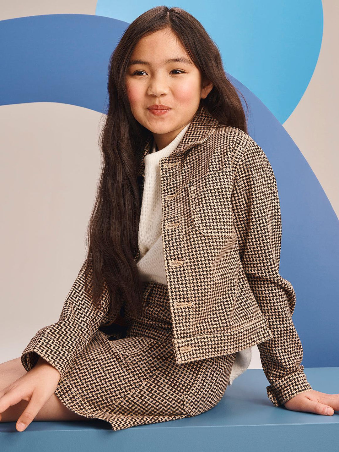 Jenny Denim Mini Skirt Kids | Dogstooth Print | DL1961 Kids - The Ridge Kids