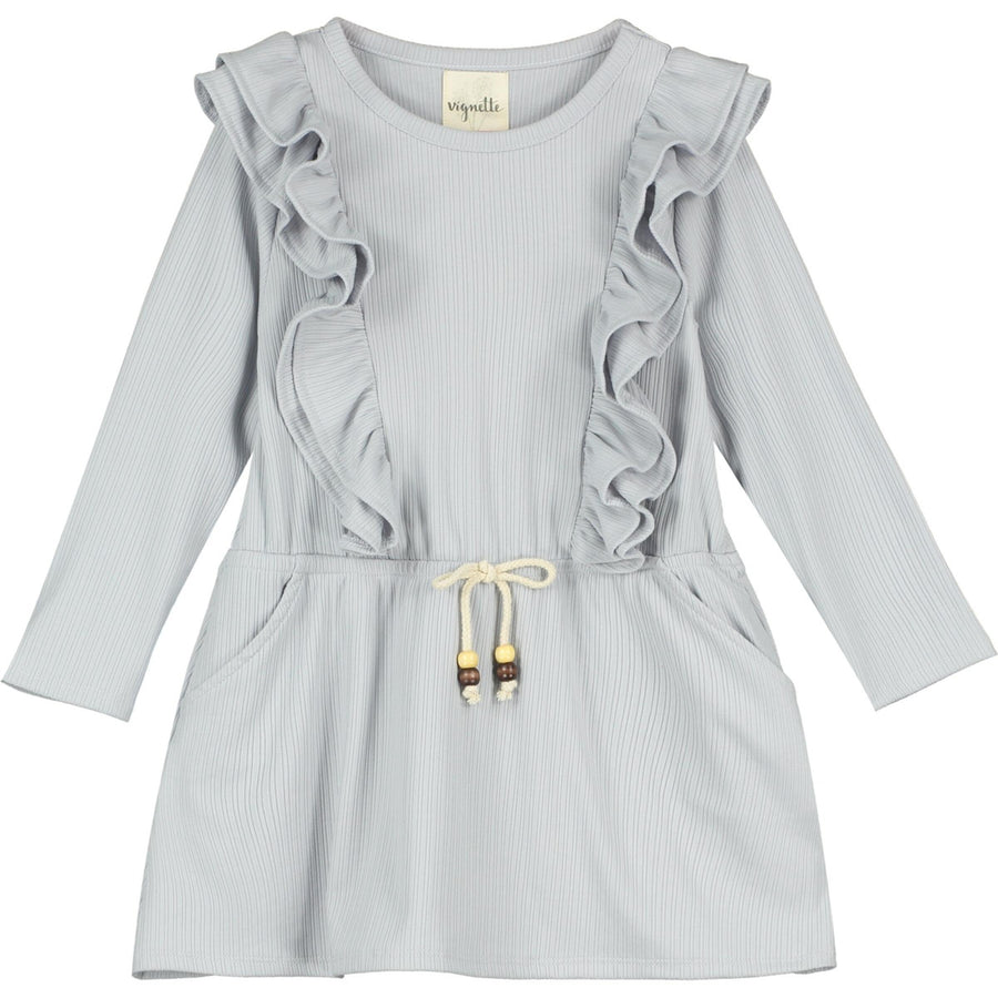 Jersey Cotton Dress | Long Sleeve Celine Dress in Sky | Vignette - The Ridge Kids