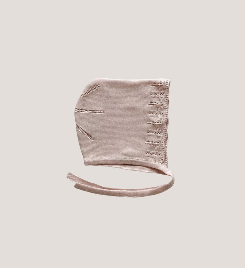 Knit Baby Bonnet | 100 % Organic Gaya Bonnet in Powder Rose | Odiee Organic - The Ridge Kids