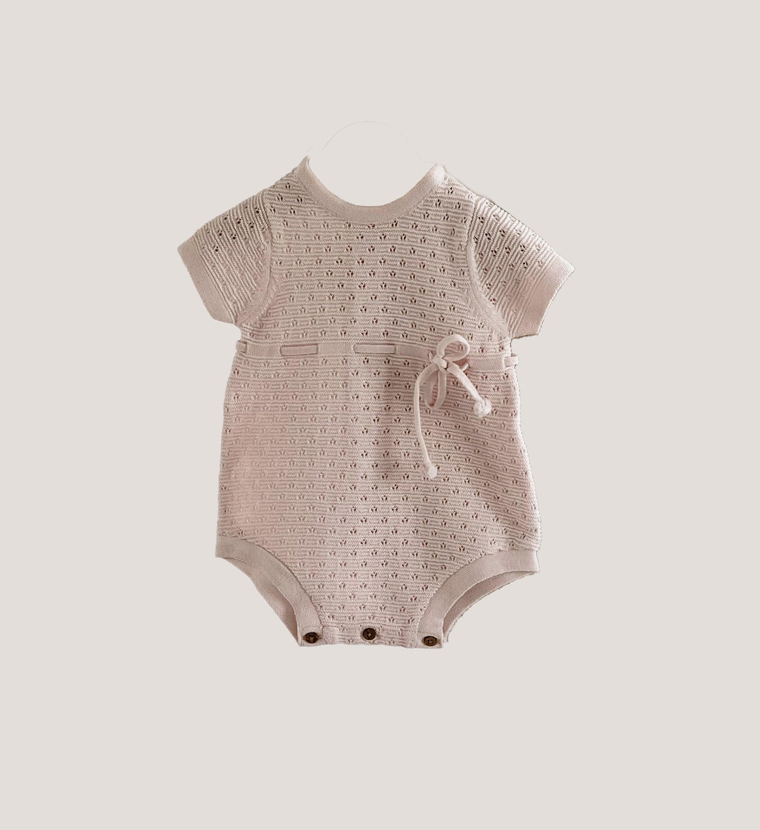 Knit Baby Romper | 100 % Organic Ade-lie Romper in Powder Rose | Odiee Organic - The Ridge Kids