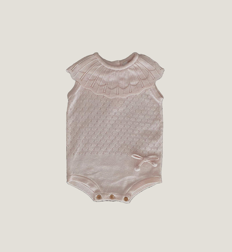 Knit Baby Romper | 100 % Organic May-lie Romper in Powder Rose | Odiee Organic - The Ridge Kids