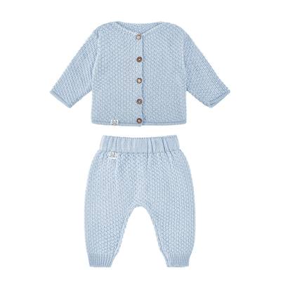 Knit Set | 100% Bamboo Newborn Top And Bottom In Soft Blue | Maylily - The Ridge Kids
