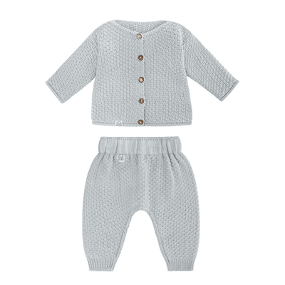 Knit Set | 100% Bamboo Newborn Top And Bottom In Soft Pale Grey | Maylily - The Ridge Kids