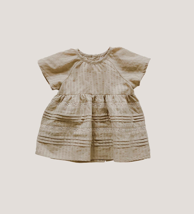 Linen Baby & Toddler Dress | 100 % Organic Mifuna Dress in Beige | Odiee Organic - The Ridge Kids