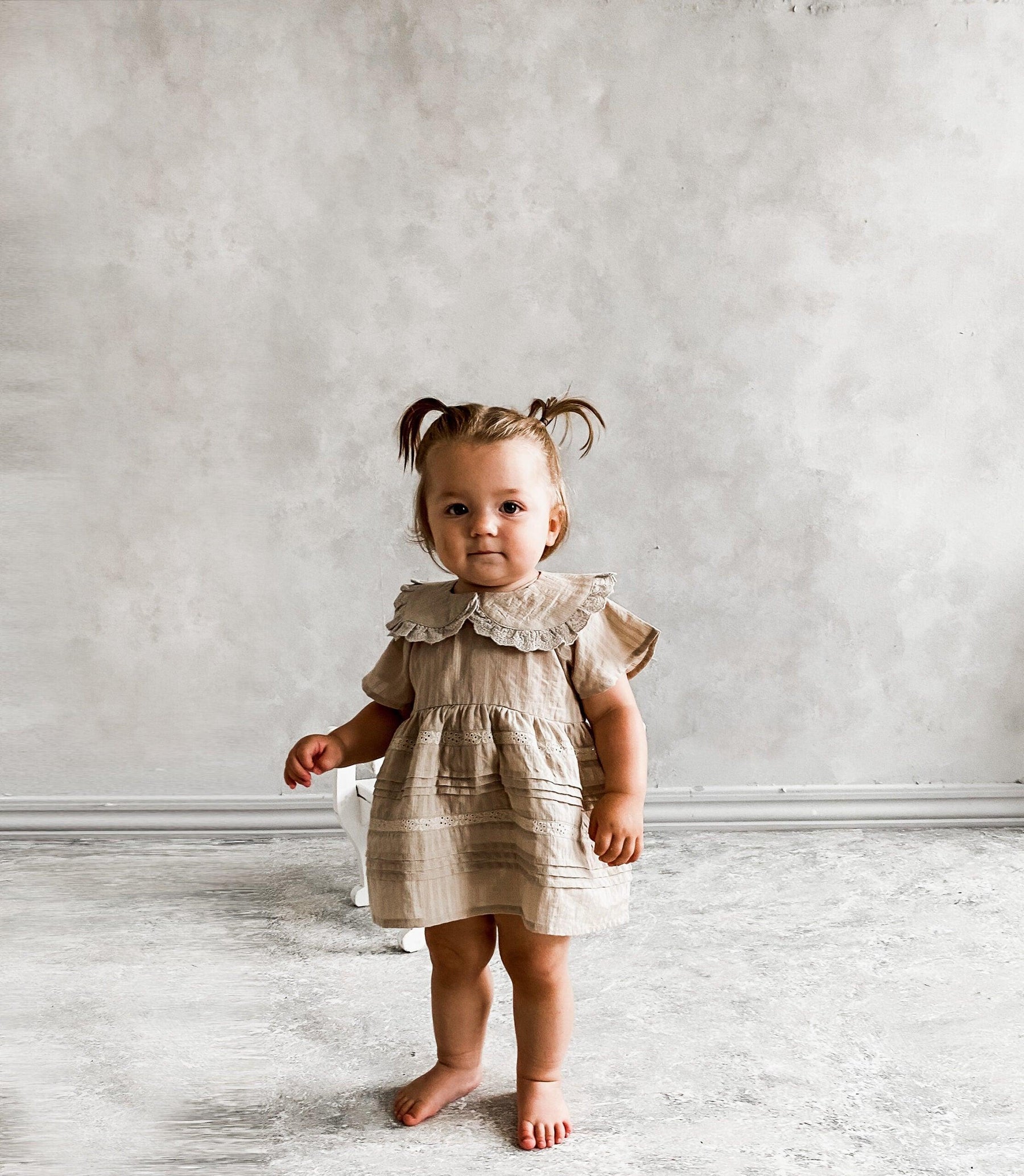 Linen Baby & Toddler Dress | 100 % Organic Mifuna Dress in Beige | Odiee Organic - 12/18M / Linnen Beige Linen Baby & Toddler Dress | 100 % Organic Mifuna Dress in Beige | Odiee Organic - 12/18M / Linnen Beige