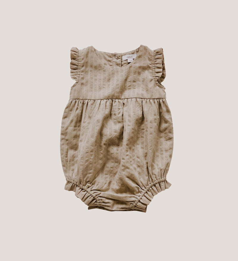 Linen Baby Romper | 100 % Organic Perla Romper in Beige | Odiee Organic - The Ridge Kids