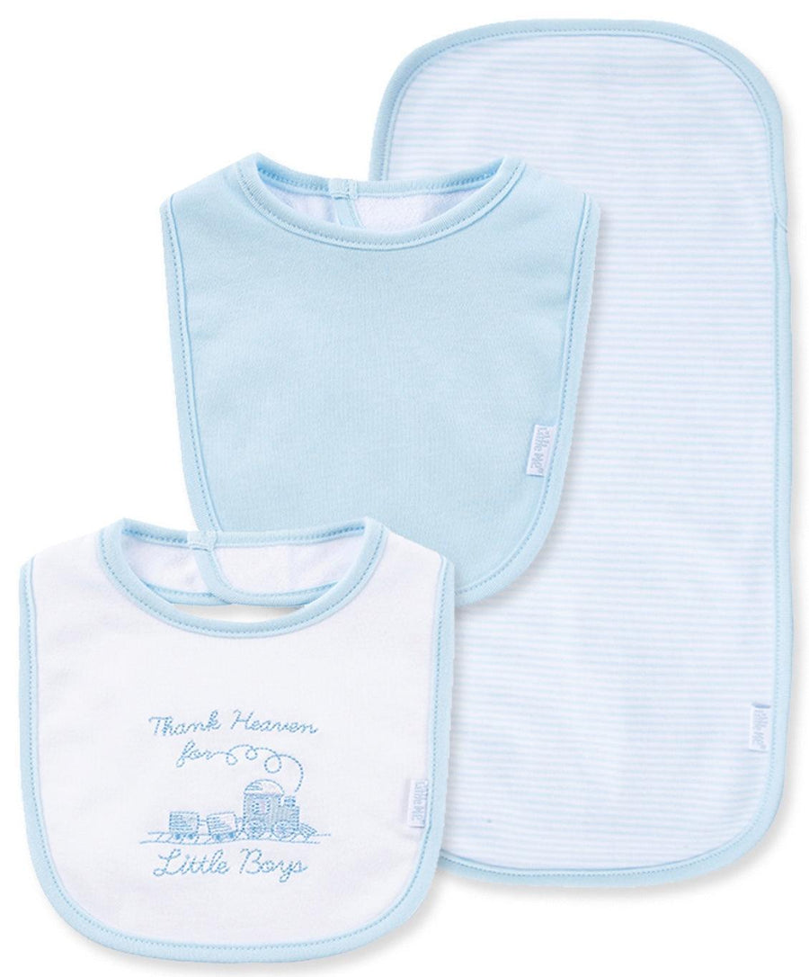 Little Me | Newborn Bib and Burp Set | Thank Heaven for Little Boys - The Ridge Kids