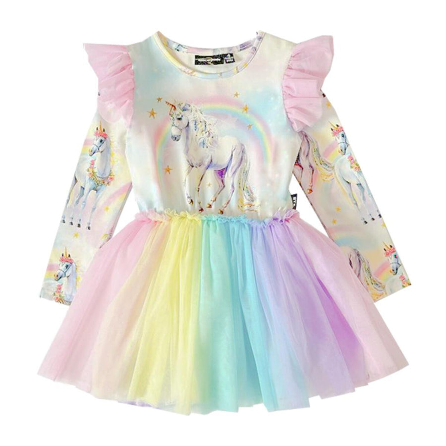 unicorn long sleeve dress Rainbow Unicorn Long Sleeve Unicorn Patchwork Girls Dress