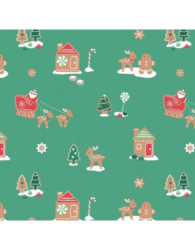 Loungewear Set | Gingerbread Sleigh Green Christmas Pajamas | Angel Dear - The Ridge Kids