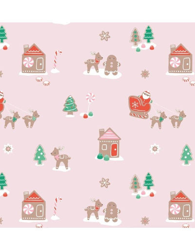 Loungewear Set | Gingerbread Sleigh Pink Christmas Pajamas | Angel Dear - The Ridge Kids