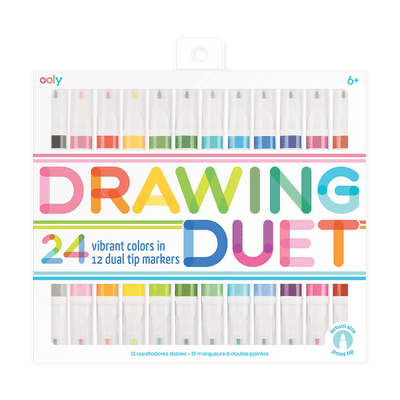Markers | Drawing Duet, 24 Vibrant Duel Tip | Ooly - The Ridge Kids