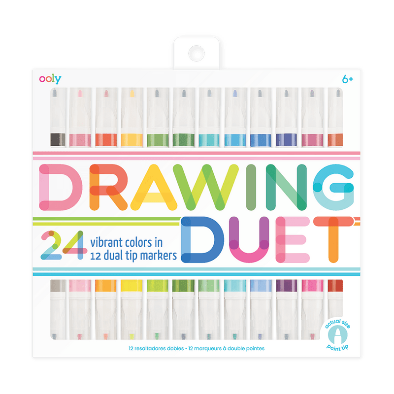 Markers | Drawing Duet, 24 Vibrant Duel Tip | Ooly - The Ridge Kids