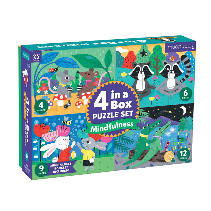 Puzzle | Mindful 4 in a Box progressive Puzzle Set | Mudpuppy - The Ridge Kids