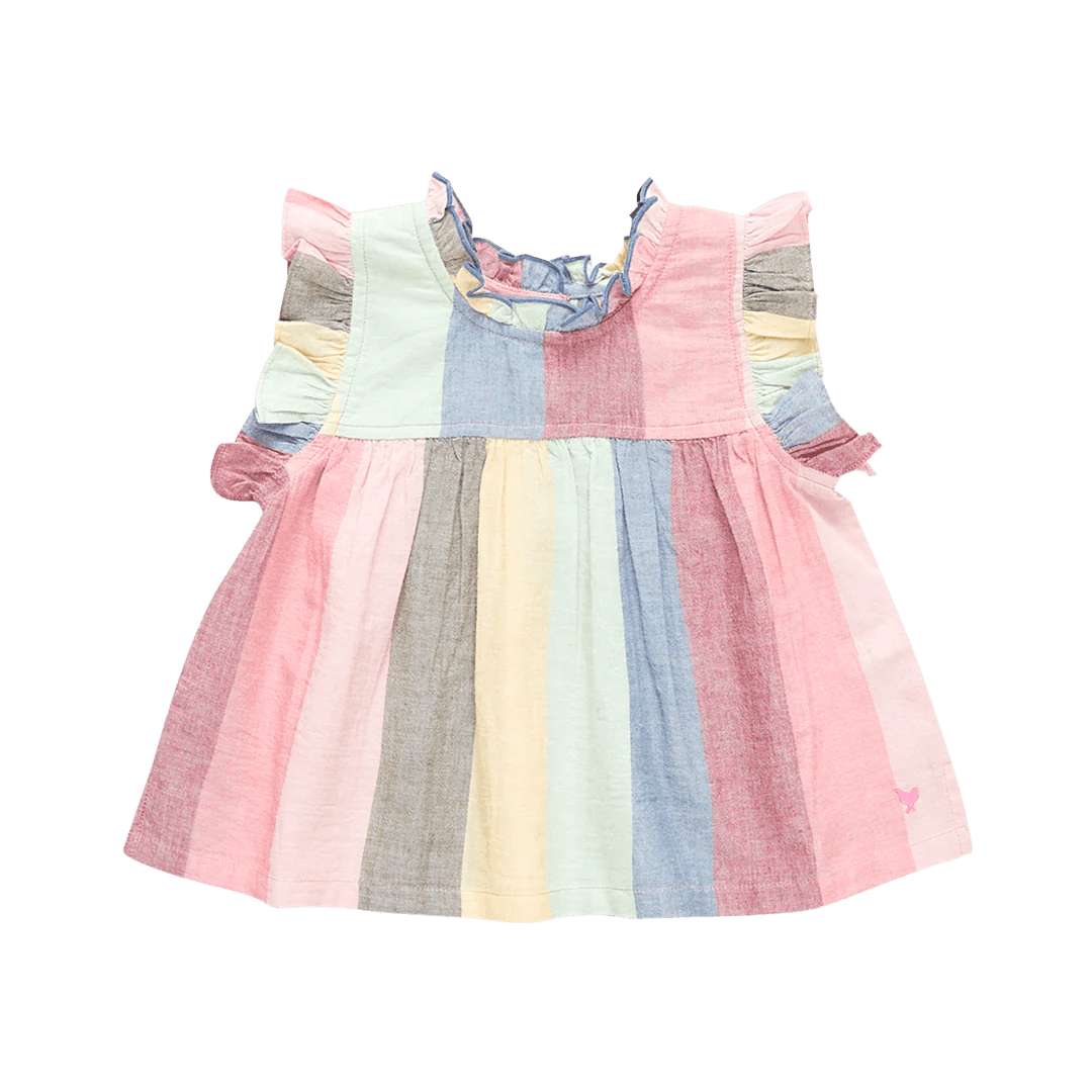 Girls Top | Morrison - Mutli Wide Stripe | Pink Chicken