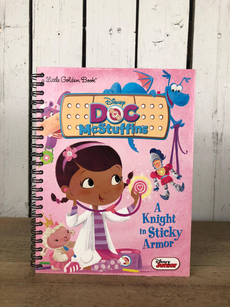 Notebook | Upcycled Little Golden Book Doc McStuffins A Knight in Sticky Journal - The Ridge Kids