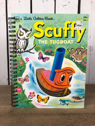 Notebook | Upcycled Little Golden Book Scuffy The Tugboat Journal - The Ridge Kids