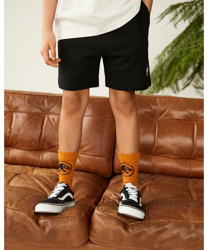 Organic Cotton Adian Shorts | Black | Molo x Jurassic World - The Ridge Kids