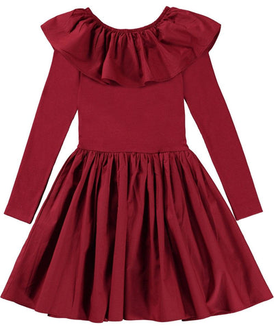 Organic Cotton Dress | Long Sleeve Cille in Velvety Red | Molo - The Ridge Kids