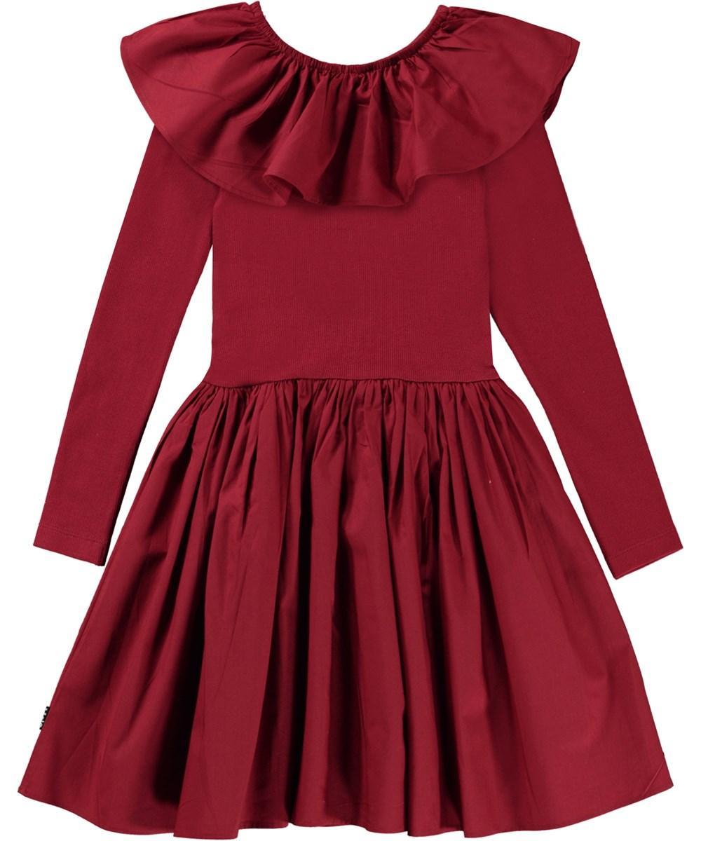 Organic Cotton Dress | Long Sleeve Cille in Velvety Red | Molo - The Ridge Kids