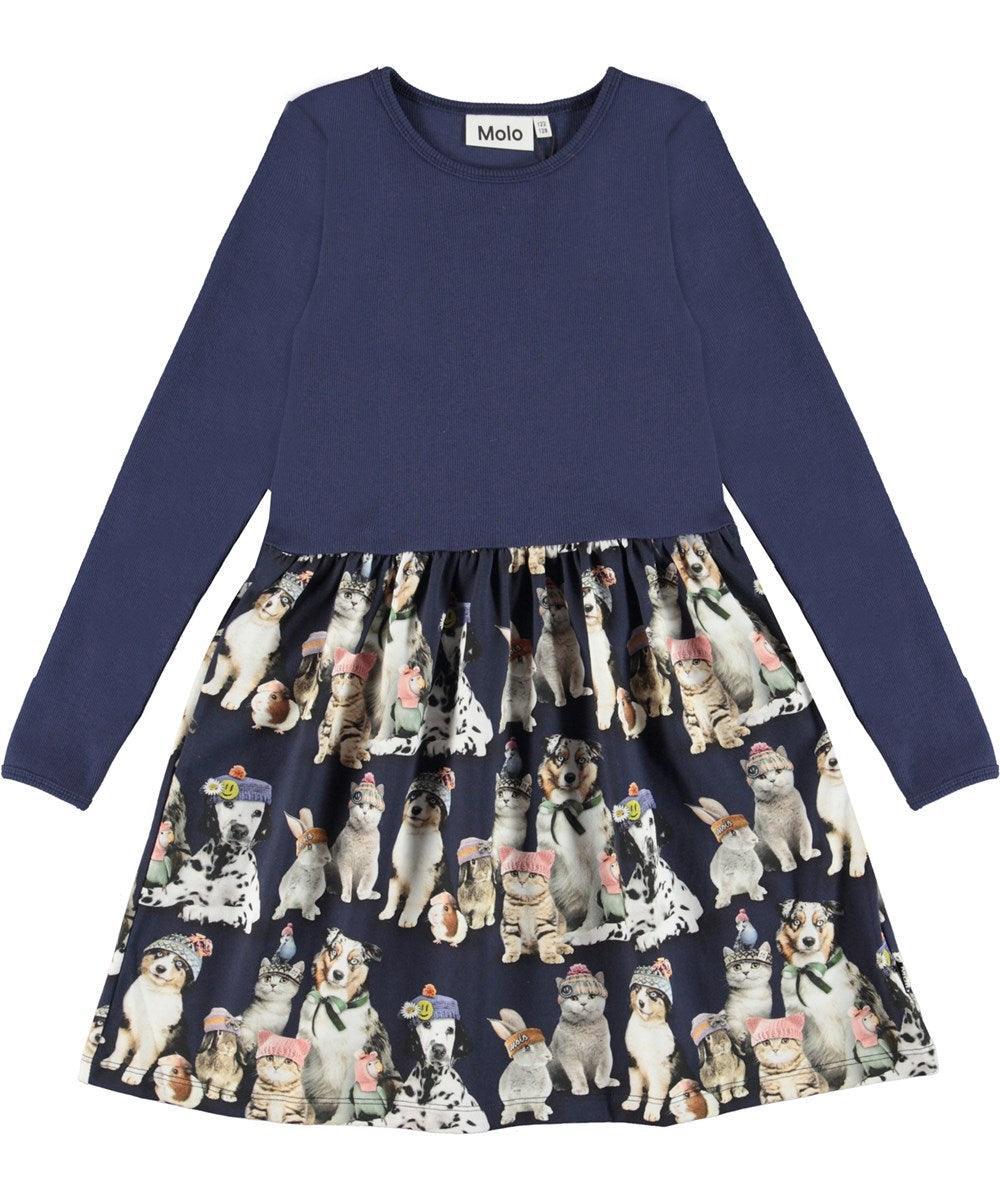 Organic Cotton Dress | Long Sleeve Credence in Snow Ready Print | Molo - The Ridge Kids