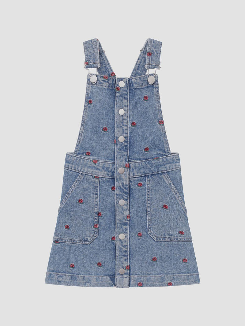 Overall Jean Dress | Penelope with Rose Embroidery | DL1961 Kids - The Ridge Kids
