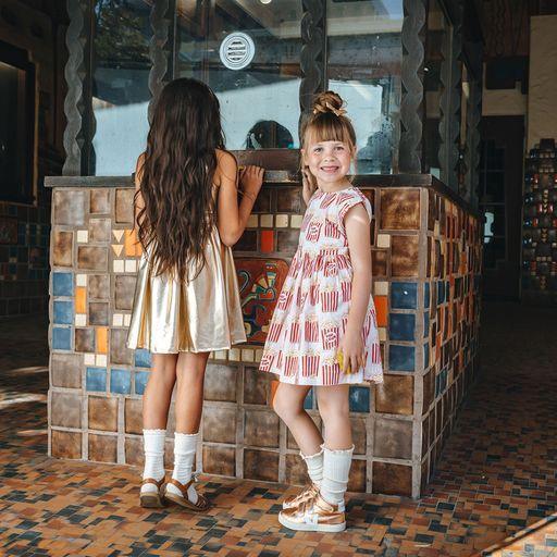 pink chicken popcorn dress Solid Color Popcorn Pattern Texture Long Braces Dress