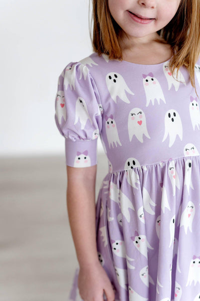 Puff Twirl Dress in Purple Girly Ghost - The Ridge Kids