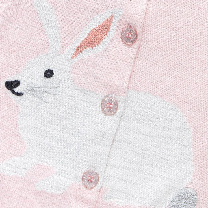 Girls Cardigan | Rabbit Sweater- Light Pink | Pink Chicken