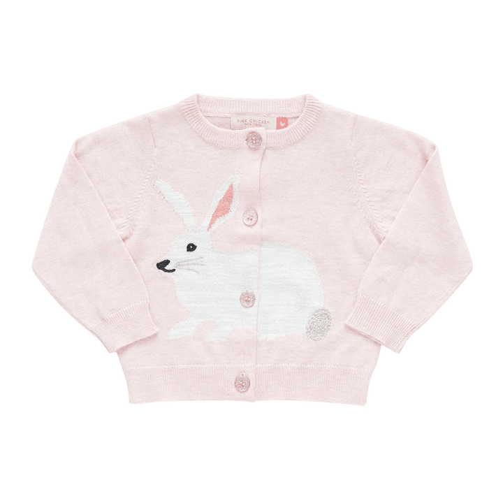 Girls Cardigan | Rabbit Sweater- Light Pink | Pink Chicken