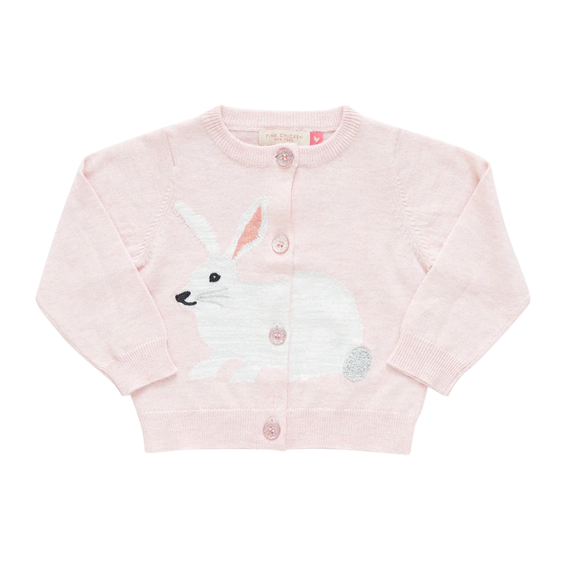 Baby Cardigan | Rabbit Sweater- Light Pink | Pink Chicken