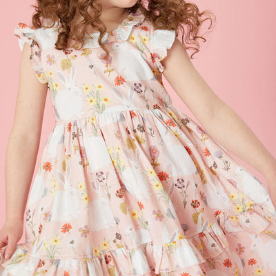 Girls Dress | Judith - Rabbit Garden | Pink Chicken