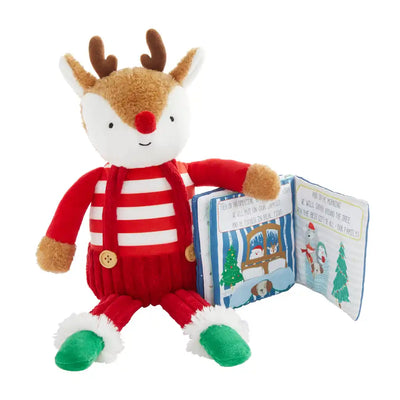Christmas Plush | Santa and Reindeer with Book | Mudpie - The Ridge Kids
