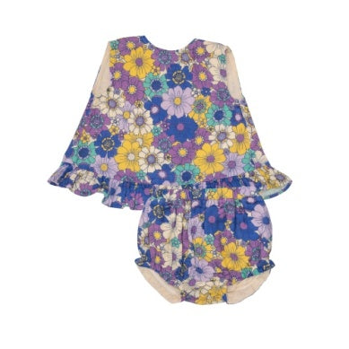 Baby 2 Piece Set | Ruffle Top and Bloomer- Retro Cosmos | Angel Dear