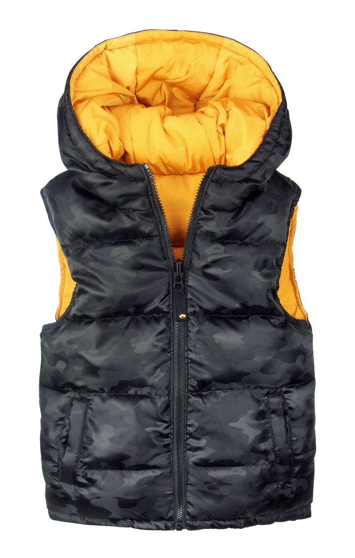 Reversible Puffer Vest | Black and Gold Camo | Appaman - The Ridge Kids