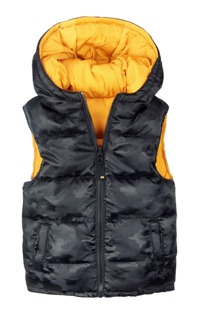 Reversible Puffer Vest | Black and Gold Camo | Appaman - The Ridge Kids