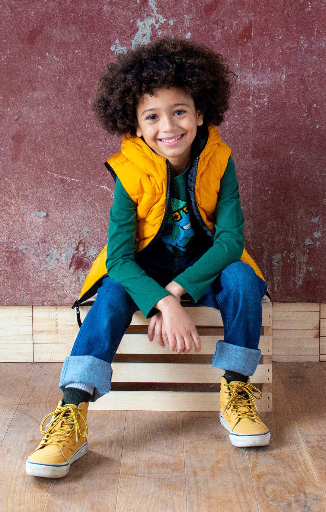 Reversible Puffer Vest | Black and Gold Camo | Appaman - The Ridge Kids