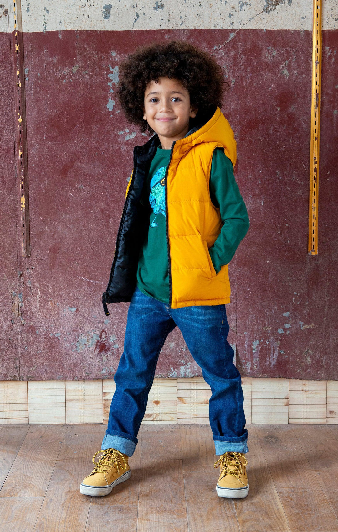 Reversible Puffer Vest | Black and Gold Camo | Appaman - The Ridge Kids