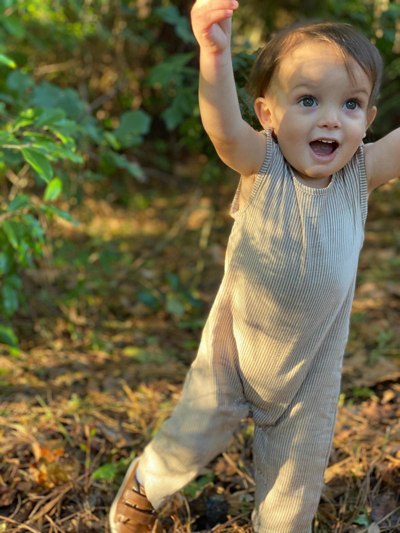 Romper | Edisto Brown Stripe Cotton | Me and Henry - The Ridge Kids