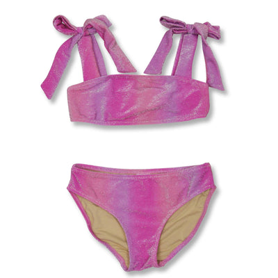Girls 2 Piece Swim | Shimmer Bunny Tie Bikini - Pink Ombre | Shade Critters - The Ridge Kids