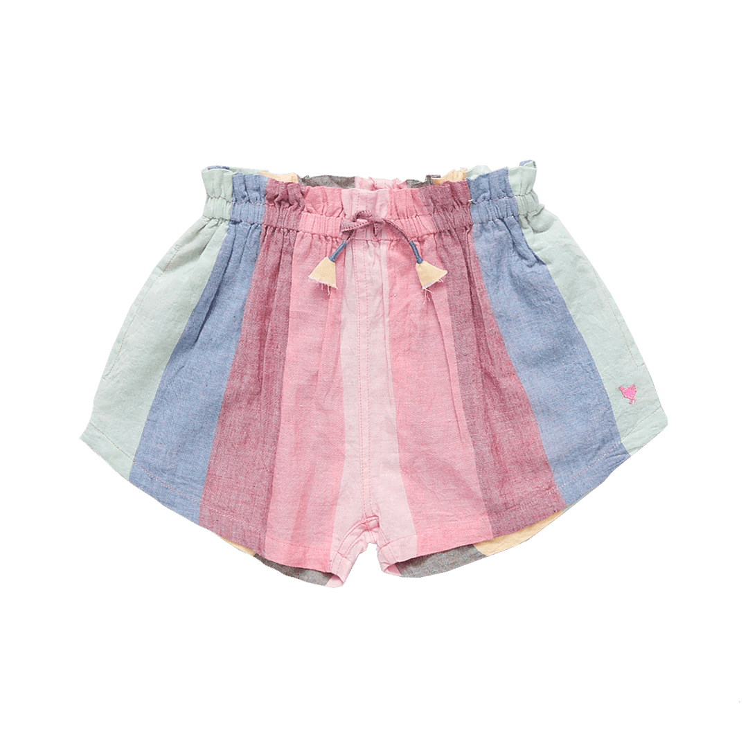 Girls Shorts | Theodore Short- Multi-Wide Stripe | Pink Chicken